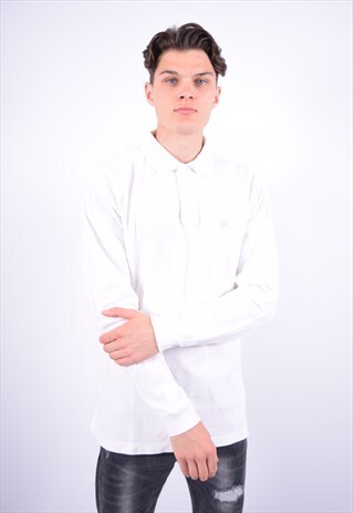 VINTAGE FILA POLO SHIRT LONG SLEEVE WHITE