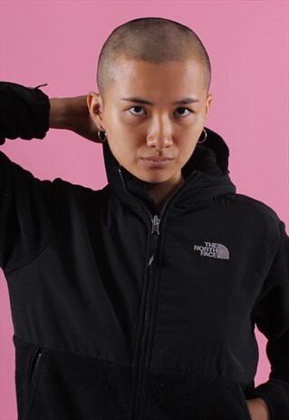 BLACK THE NORTH FACE PANELLED HOODED FLEECE