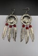 Vintage Earrings Feather Silver 
