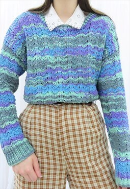 90s Handmade Vintage Multicoloured Striped Jumper