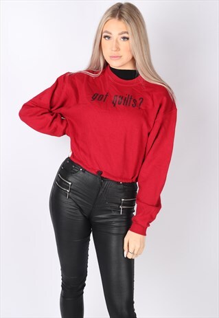 VINTAGE GOT QUILTS CROPPED TOGGLE WAIST SWEATSHIRT JUMPER