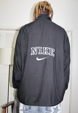 Vintage 90s Black Spellout Nike Cotton Lined Jacket