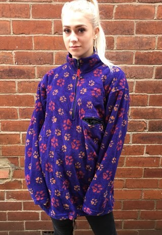 VINTAGE FLORAL OVERSIZED SPOTTY DOT FLEECE OUTDOORS JUMPER