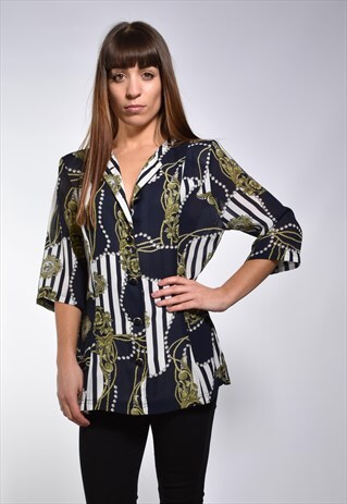 VINTAGE JAZZY NAUTICAL PRINT SHIRT