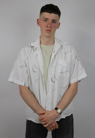 VINTAGE 90'S WHITE PATTERNED SHIRT