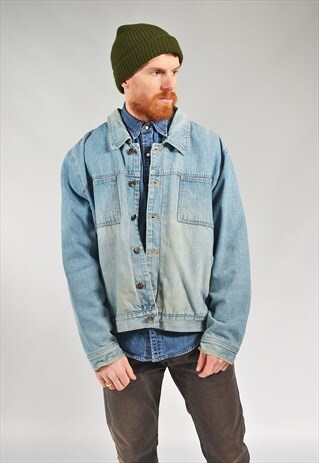 VINTAGE LIGHT BLUE FADED LINED DENIM JACKET