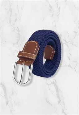 Woven Elasticated Belt - Blue