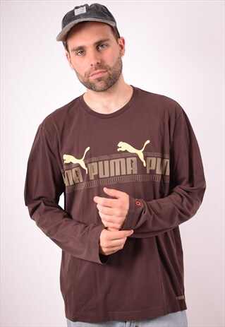 PUMA MENS VINTAGE TOP LONG SLEEVE XXL BROWN 90S