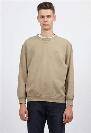 VINTAGE BROWN ADIDAS CREW NECK PULLOVER SWEATSHIRT