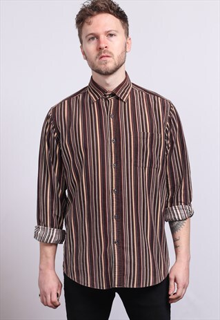 VINTAGE CORDUROY CORD STRIPED SHIRT