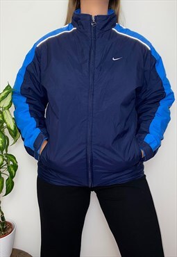 Vintage Nike Navy Blue Spell Out Puffer Jacket