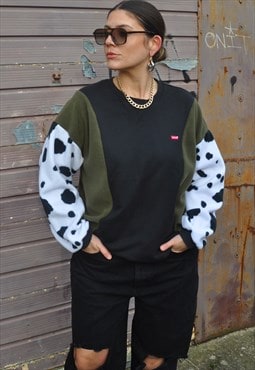 Y2K vintage reworked Levi's cow print sleeve sweatshirt