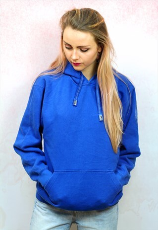 1990S VINTAGE ELECTRIC BLUE HOODIE SWEATER