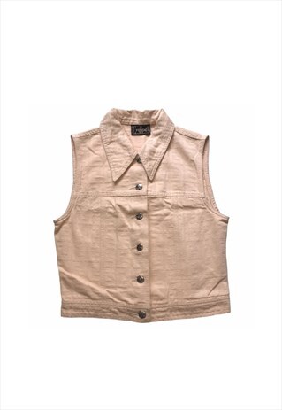 VINTAGE FENDI TOP CROP WAISTCOAT PINK BEIGE FF ZUCCA PRINT