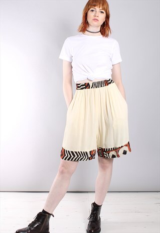 VINTAGE 80S SHEER HIGH WAISTED FESTIVAL CULOTTE SHORTS