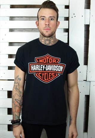 UNISEX BLACK BIKER GRUNGE T-SHIRT