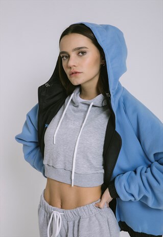 TRADEMARK CROP HOODY GRY