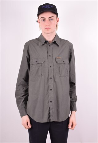CALVIN KLEIN MENS VINTAGE SHIRT MEDIUM KHAKI 90S