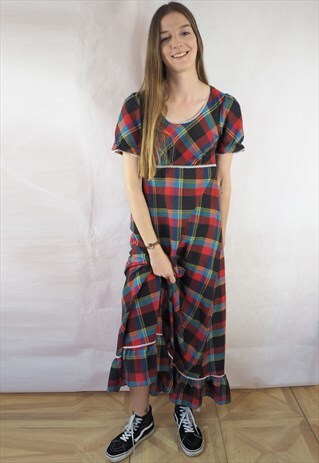VINTAGE TARTAN BOHO DRESS