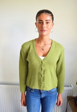 Vintage 90s Knit Cardigan Cropped Green