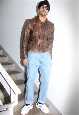 Vintage 90s Brown Leather Jacket M