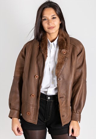 VINTAGE 80S REAL LEATHER JACKET / S9533