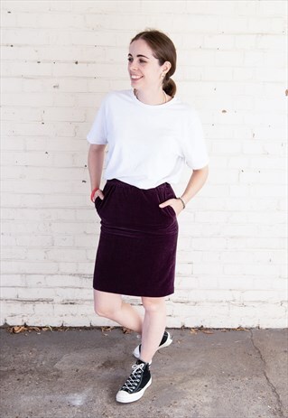 80'S VINTAGE UNGARO PURPLE FLECK TEXTURED MINI SKIRT