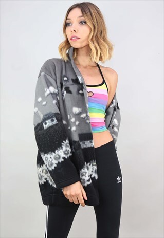 VINTAGE 90S OVERSIZED PATTERNED FLEECE