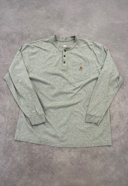 Carhartt Tee 1/4 Button Long Sleeve Embroidered Logo T-shirt