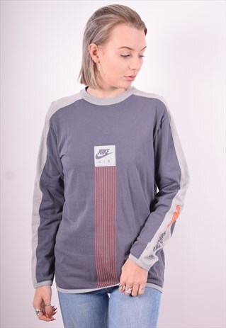 NIKE WOMENS VINTAGE TOP LONG SLEEVE XL GREY 90'S
