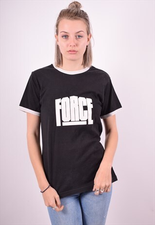 NIKE WOMENS VINTAGE T-SHIRT TOP MEDIUM BLACK 90'S
