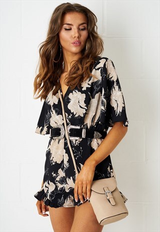 CASIYA FLORAL SHORT SLEEVE PLAYSUIT