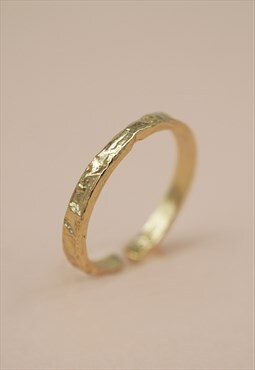 18k Gold Plated Textured Adjustable Thumb Ring