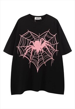 Spider web t-shirt heart print tee Gothic top in black