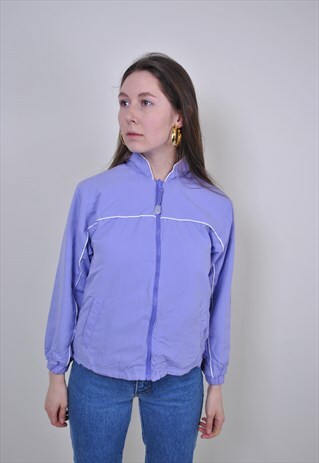 90S PURPLE TRACK JACKET, VINTAGE WOMEN SPORT SUIT TOP