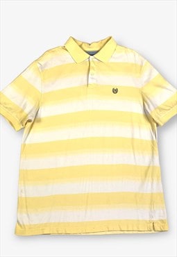 Vintage CHAPS Polo Shirt Striped Yellow Large BV17612