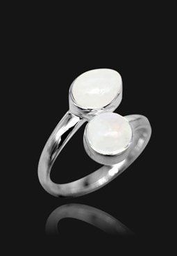 Sterling Silver Moonstone Adjustable Ring