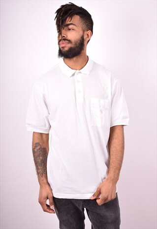 TRUSSARDI MENS VINTAGE POLO SHIRT XL WHITE 90S