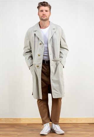 VINTAGE 80'S GREY TRENCH COAT