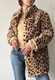 VINTAGE 90'S UNIQUE GIRAFFE PRINT FAUX FUR CLASSIC COAT