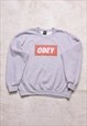 Obey Grey Spell Out Print Sweater