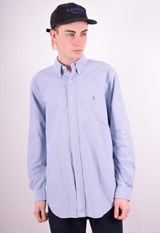 RALPH LAUREN MENS VINTAGE SHIRT LARGE BLUE 90'S