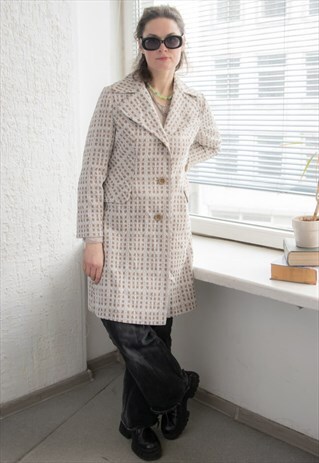VINTAGE 70'S RARE BEIGE TEXTURED BOHEMIAN COAT