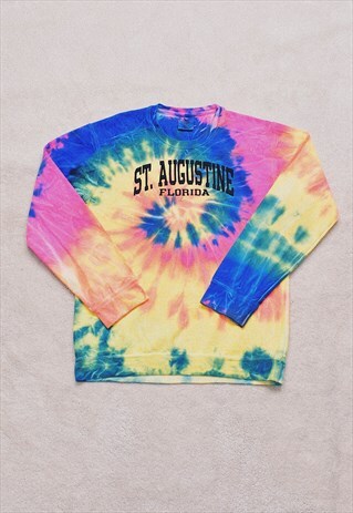 VINTAGE USA TIE DYE EMBROIDERED SWEATER
