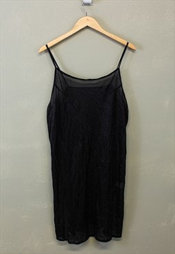 Vintage Y2K Sheer Slip Dress Black Lightweight 