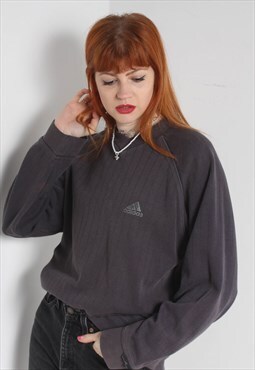 Vintage Adidas Rib Knitted Sweatshirt - Black