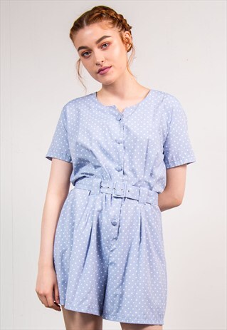 VINTAGE 90'S LILAC PASTEL LOVE HEART PLAYSUIT