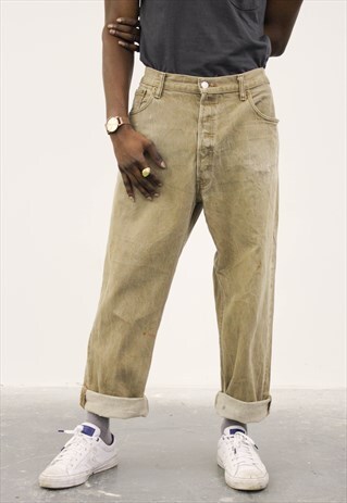 VINTAGE BEIGE LEVI'S PAINT 501 JEANS