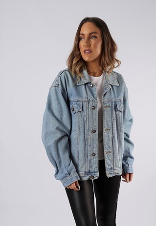 VINTAGE DENIM JACKET OVERSIZED FITTED UK 14-16 LARGE (CCB)