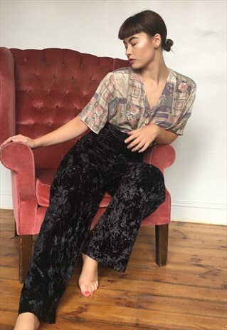 CRUSHED VELVET HIGH WAISTED TROUSERS
